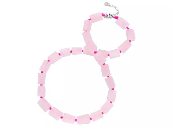 N3L36 NASZYJNIK KWARC RÓŻOWY MATOWY