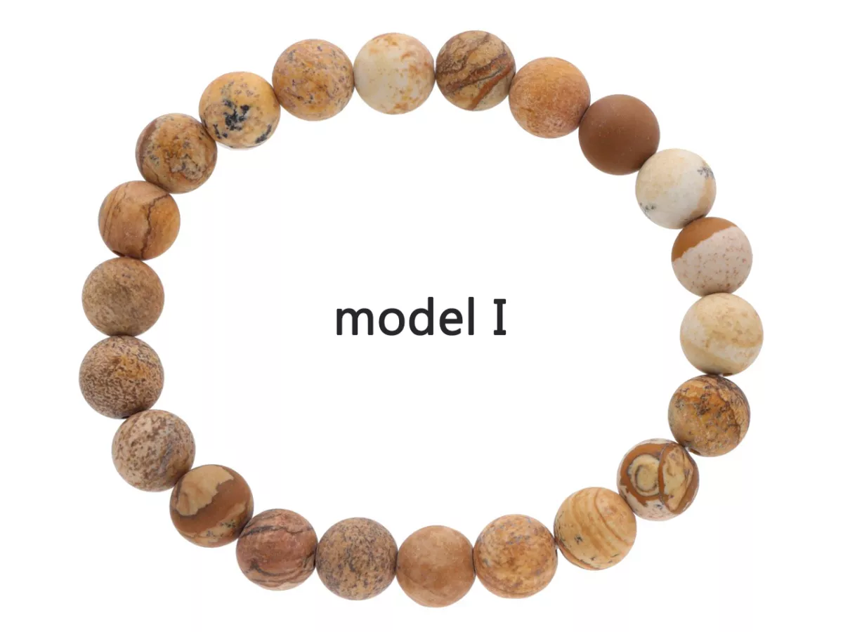 R3F45 BRANSOLETKA JASPIS OBRAZKOWY KULE 8,5 mm