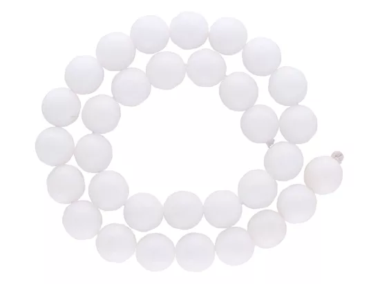 K6K57 AGAT BIAŁY KULE FASETOWANE 12 mm - 1 SZNUR