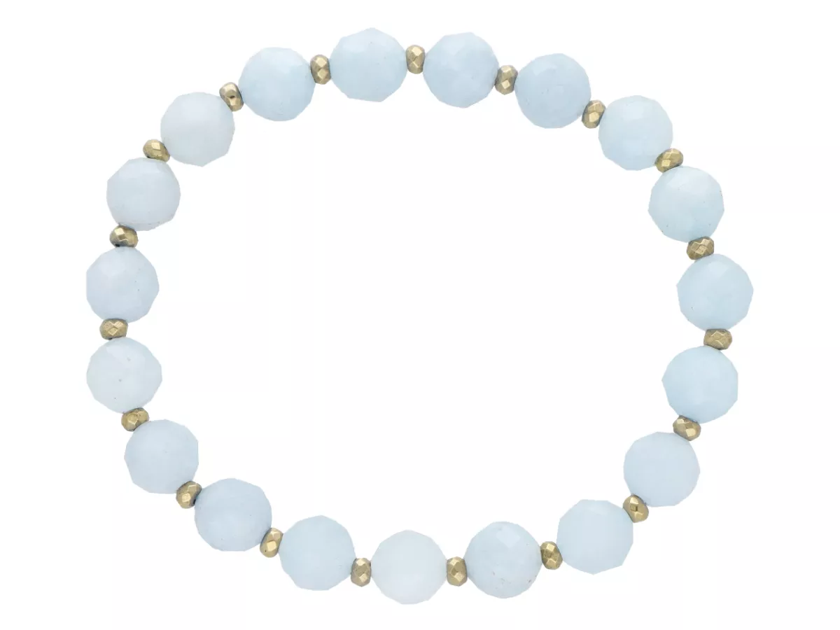 R5B95 BRANSOLETKA JADEIT AKWAMARYNOWY I HEMATYT