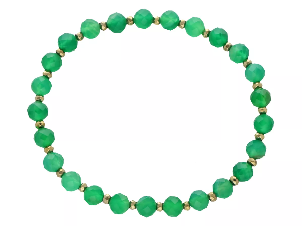 R5B76 BRANSOLETKA AGAT ZIELONY I HEMATYT