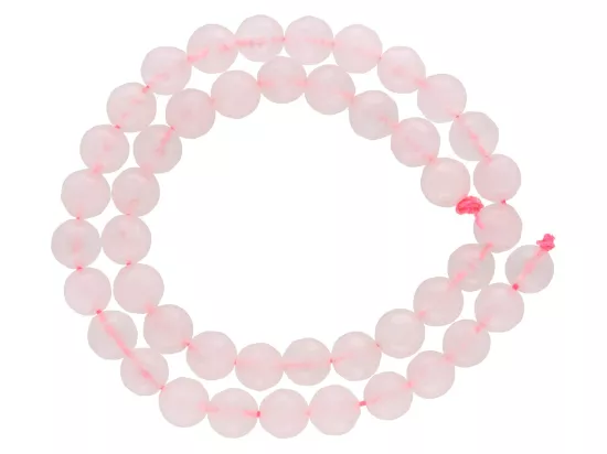 K6L24 KWARC RÓŻOWY KULE FASETOWANE 8,5 mm - 1 SZNUR