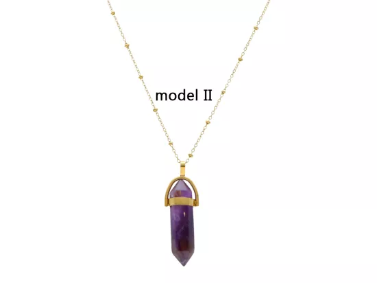 N3I79 NASZYJNIK AMETYST I STAL CHIRURGICZNA