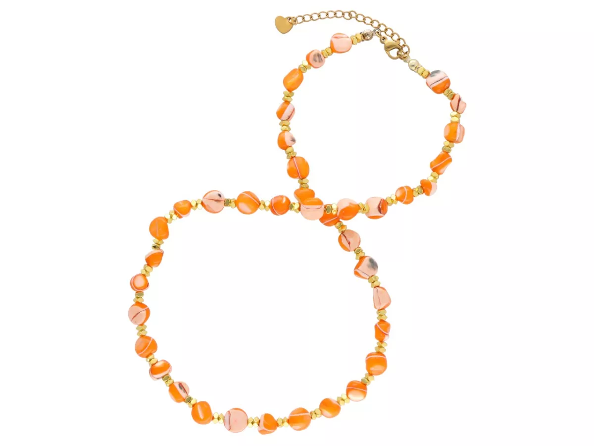 N3L82 NASZYJNIK MASA PERŁOWA I HEMATYT