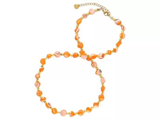 N3L82 NASZYJNIK MASA PERŁOWA I HEMATYT