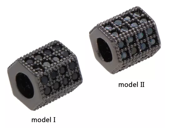 P5L60 PRZEKŁADKA OZDOBNA Z MIEDZI Z CYRKONIAMI - 1 SZTUKA