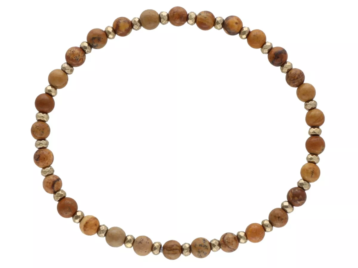 R4M48 BRANSOLETKA JASPIS OBRAZKOWY KULE 4,5 mm