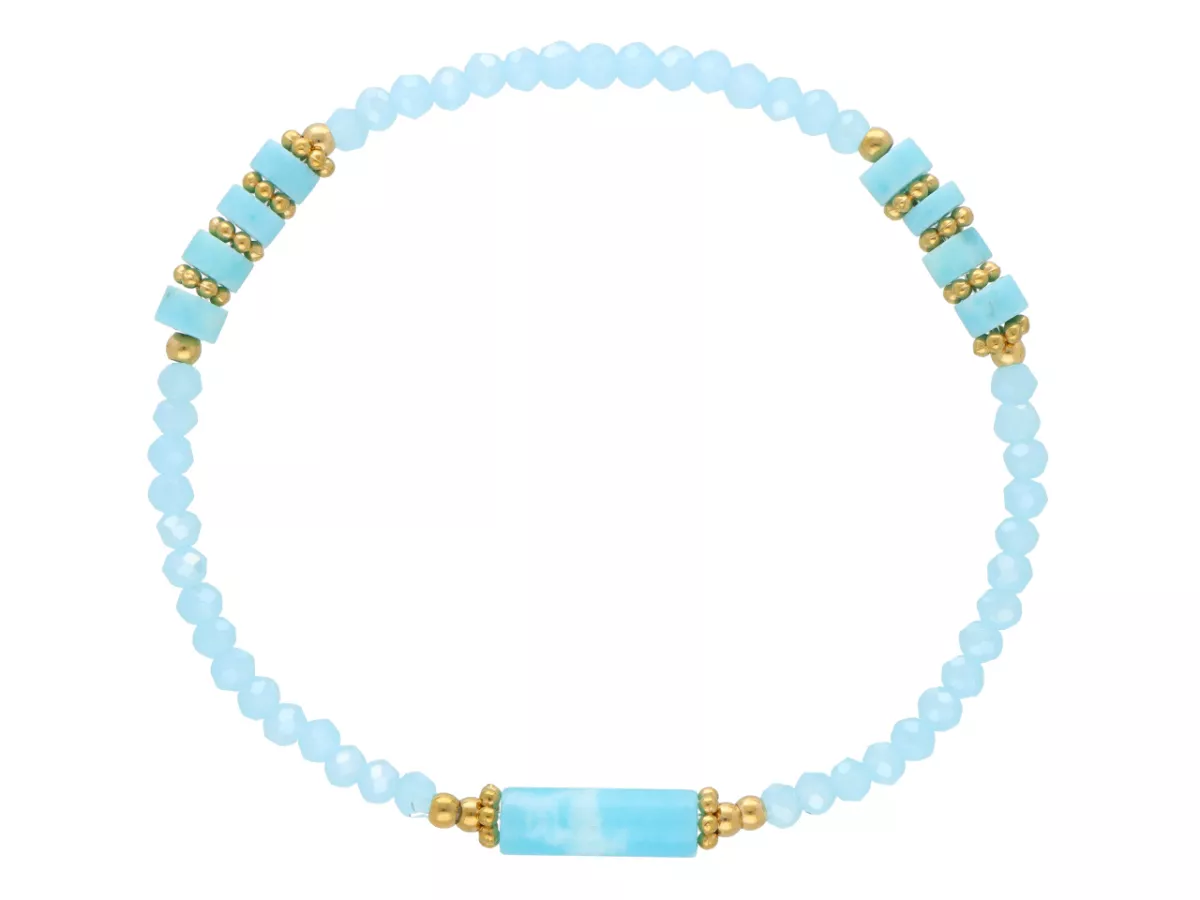 R5C87 BRANSOLETKA JASPIS CESARSKI KRYSZTAŁKI I STAL CHIRURGICZNA