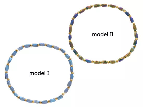 R4S47 BRANSOLETKA KRYSZTAŁKI I STAL CHIRURGICZNA NA GUMCE