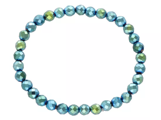 R3O04 BRANSOLETKA HEMATYT KULE FASETOWANE 6 mm