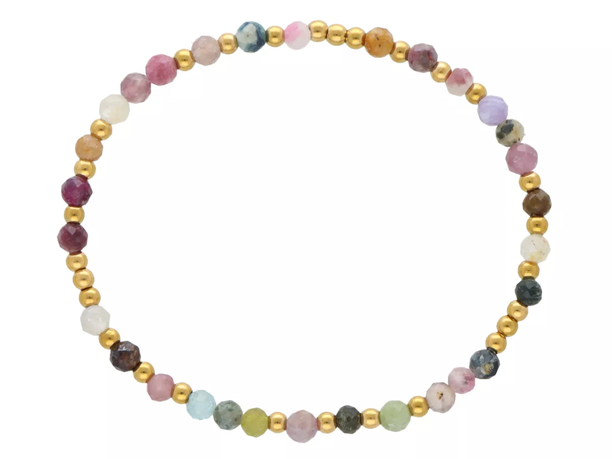 R5E31 BRANSOLETKA TURMALIN I STAL CHIRURGICZNA