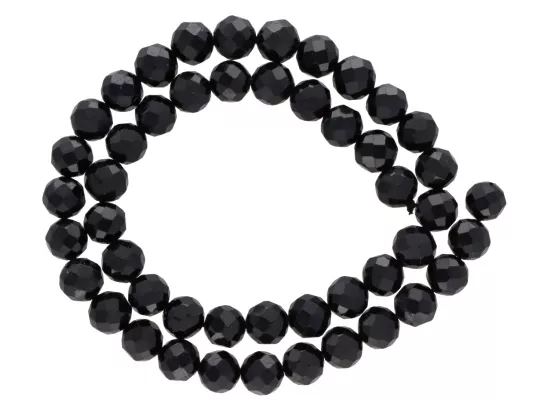 K7E92 TURMALIN CZARNY KULE FASETOWANE 8,5 mm - 1 SZNUR