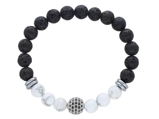 R4N69 BRANSOLETKA LAWA I BIAŁY HOWLIT LUX KULE 8,5 mm