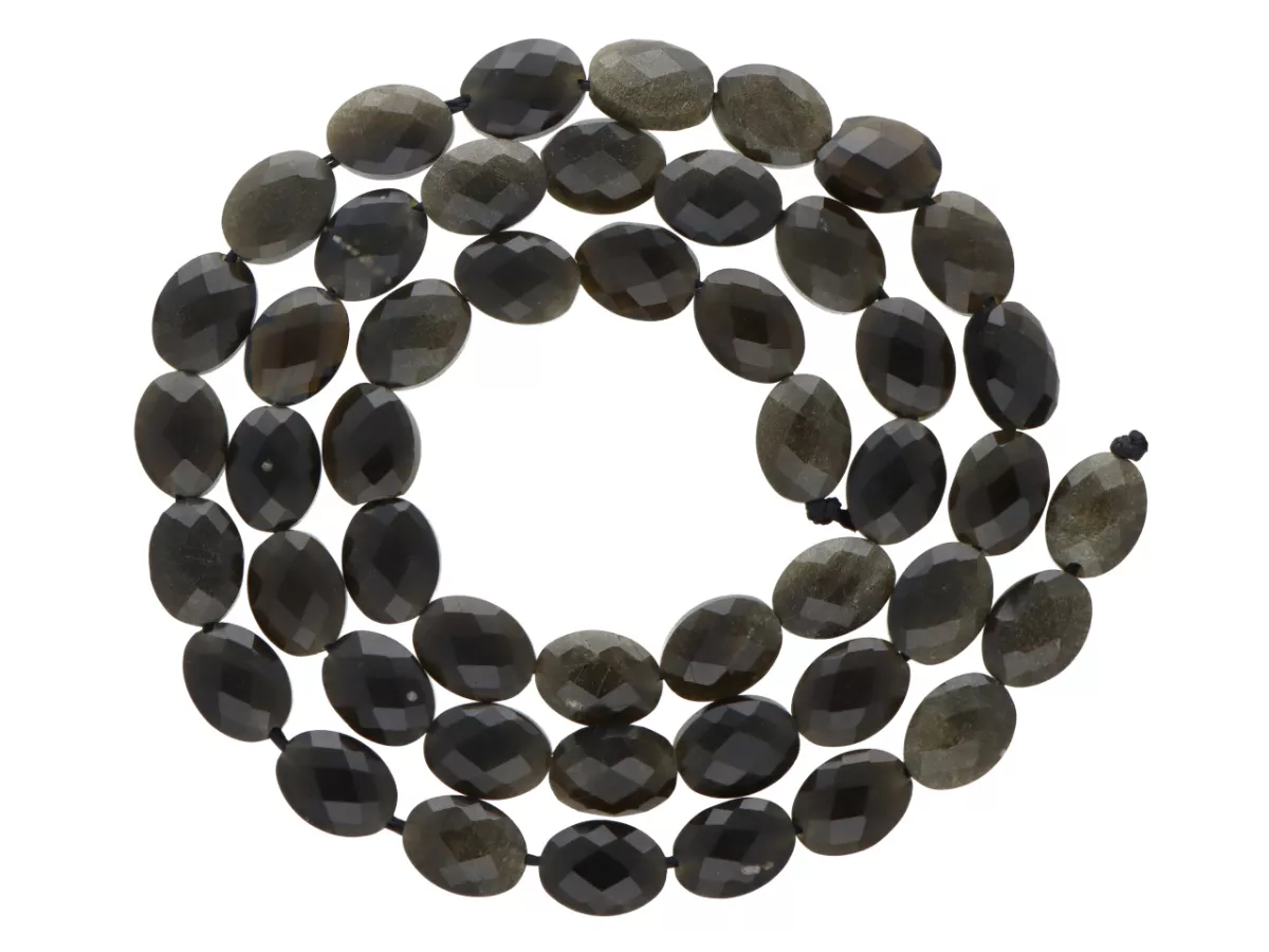 K7P74 OBSYDIAN ZŁOTY OWAL FASETOWANY 6/8 mm - 1 SZNUR