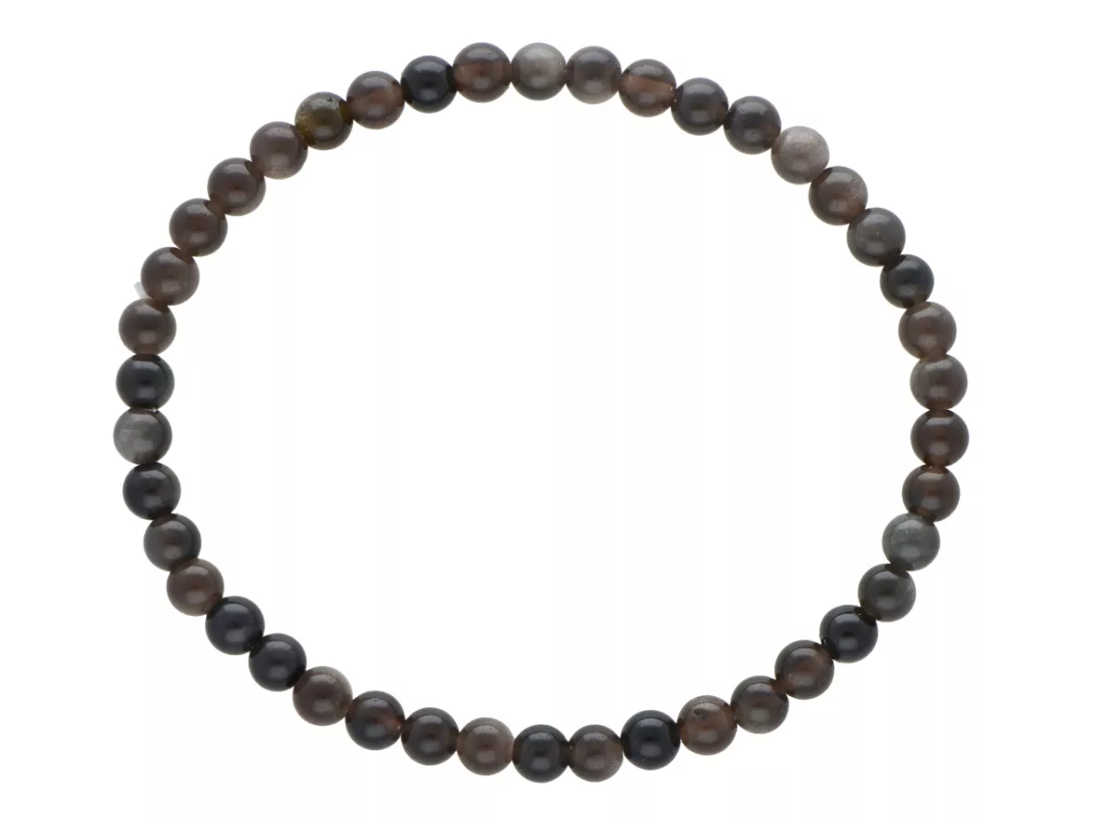 R5E19 BRANSOLETKA OBSYDIAN SREBRNY KULE 4,5 mm