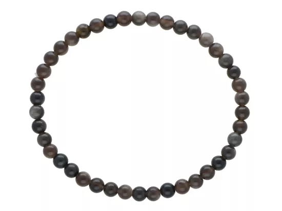 R5E19 BRANSOLETKA OBSYDIAN SREBRNY KULE 4,5 mm