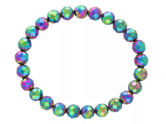 R2G01 BRANSOLETKA HEMATYT KULE FASETOWANE 8 mm