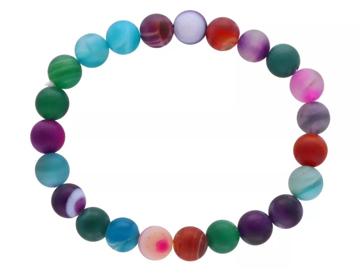 R1T79 BRANSOLETKA AGAT MIX MATOWY KULE 8,5 mm