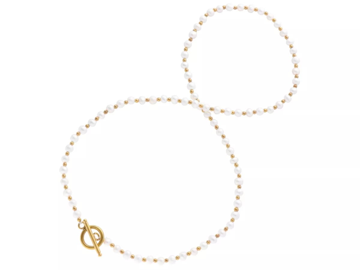 N3O79 NASZYJNIK PERŁA NATURALNA I HEMATYT