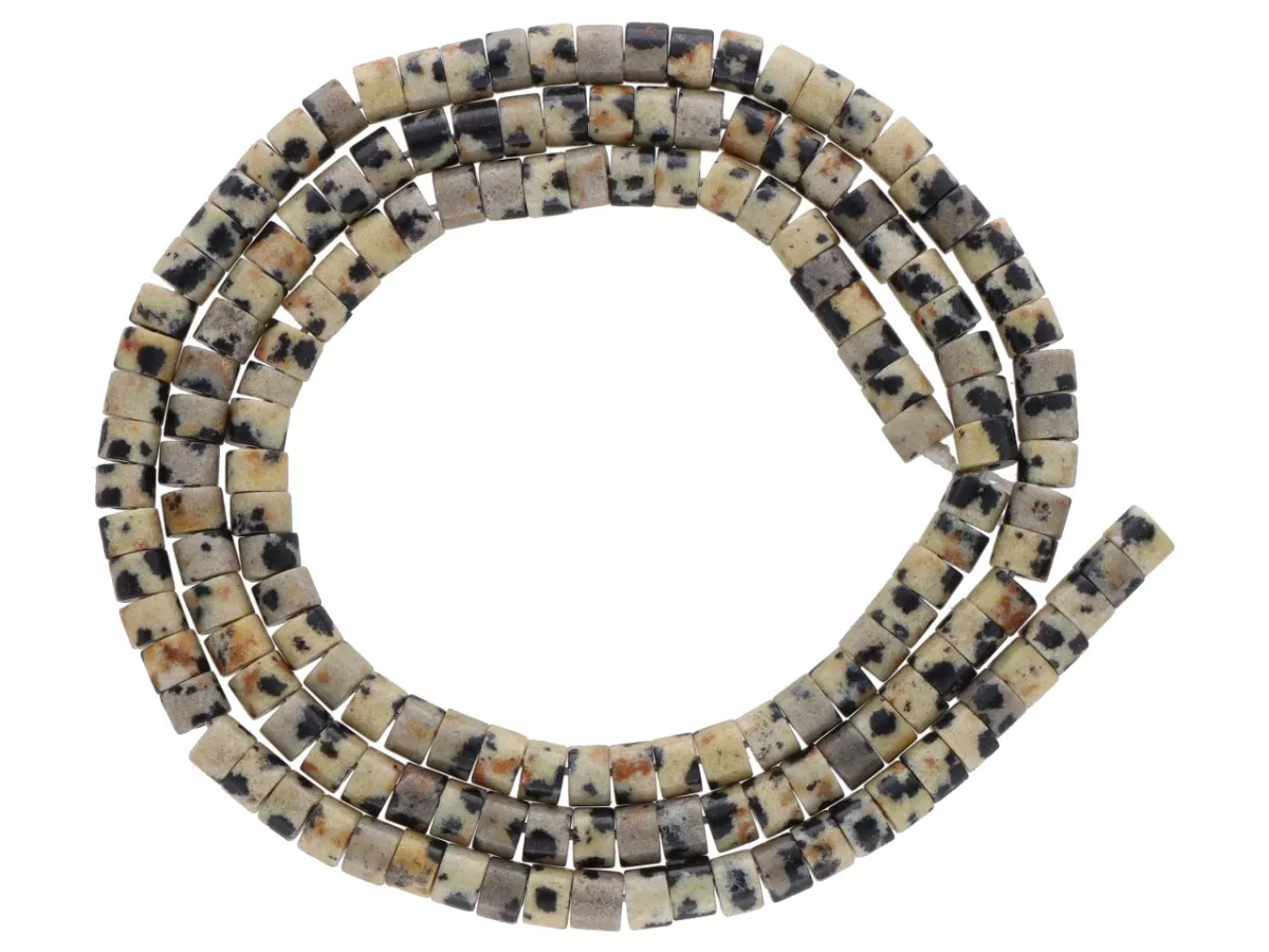 K7R75 JASPIS DALMATYŃSKI WALEC 3/2 mm  - 1 SZNUR