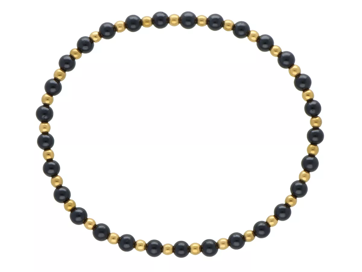 R5C68 BRANSOLETKA TURMALIN CZARNY I HEMATYT