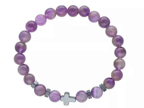 R4N98 BRANSOLETKA AMETYST KULE 8 mm