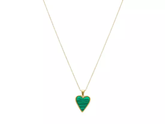 N3N18 NASZYJNIK MALACHIT I STAL CHIRURGICZNA