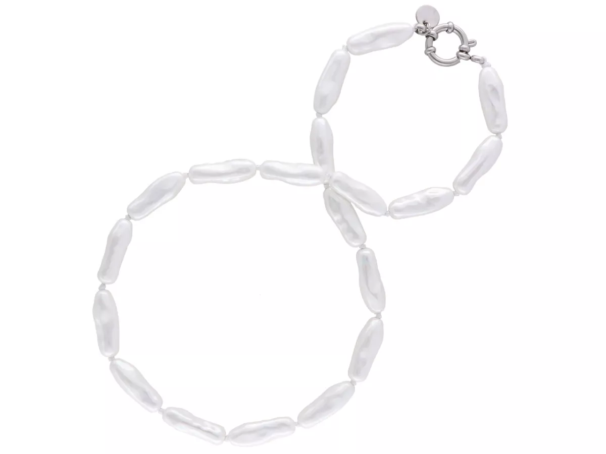 N3R52 NASZYJNIK PERŁA MAJORKA I STAL CHIRURGICZNA