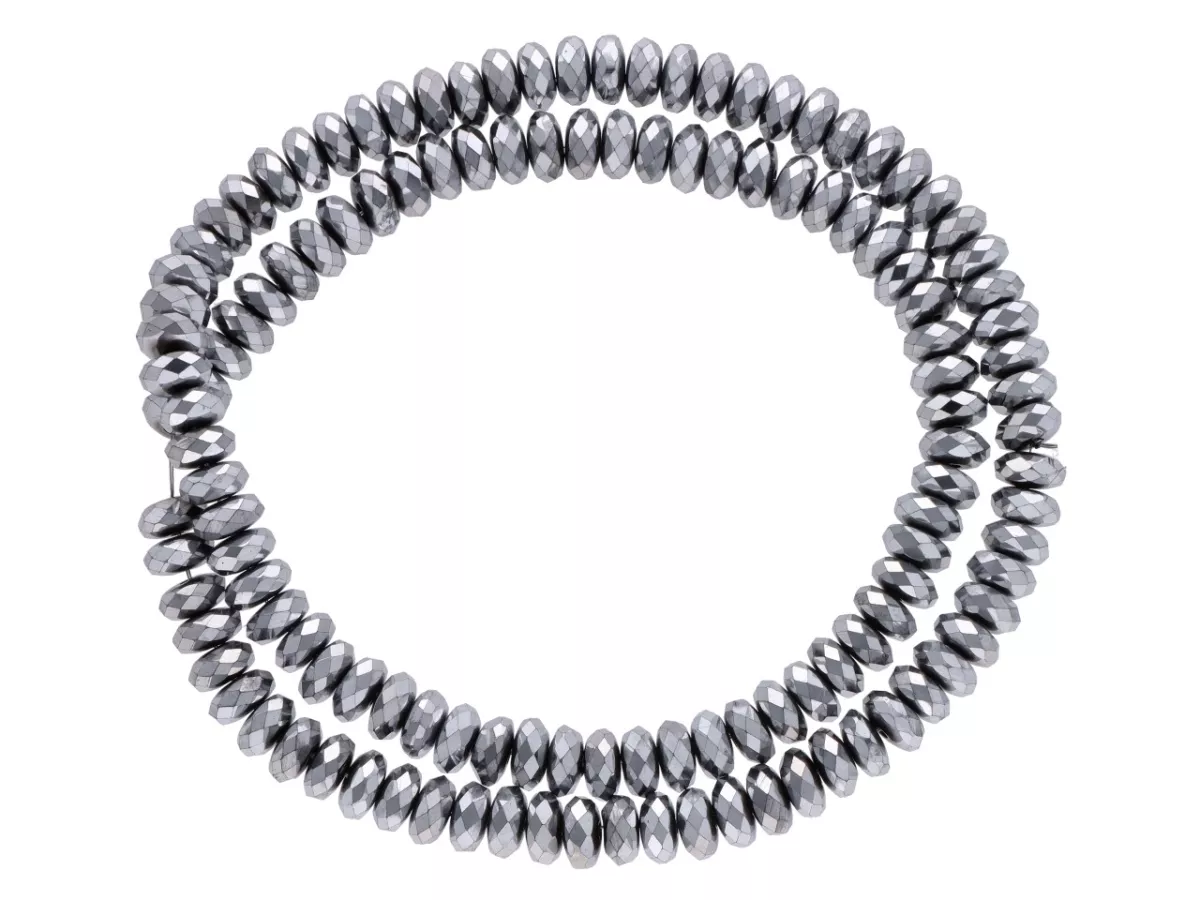 K6B01H HEMATYT TALERZYKI FASETOWANE 6 mm - 5 SZNURÓW - ZESTAW