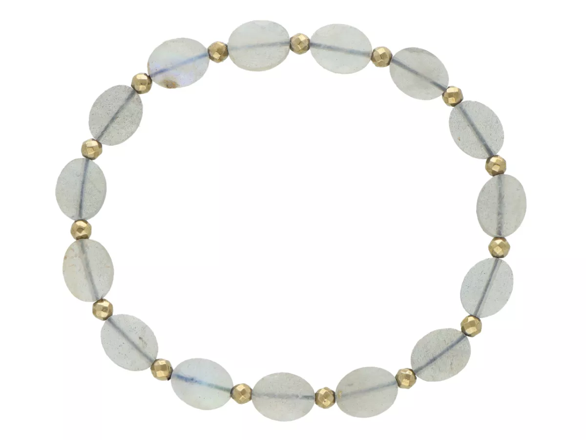 R5E22 BRANSOLETKA LABRADORYT I HEMATYT MIODOWY