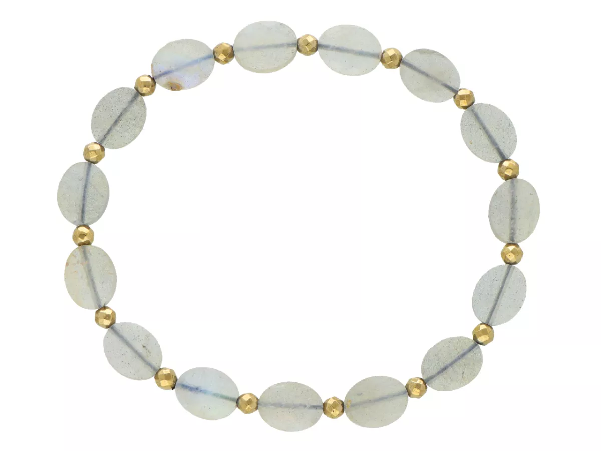 R5E22 BRANSOLETKA LABRADORYT I HEMATYT MIODOWY