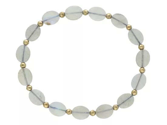 R5E22 BRANSOLETKA LABRADORYT I HEMATYT MIODOWY