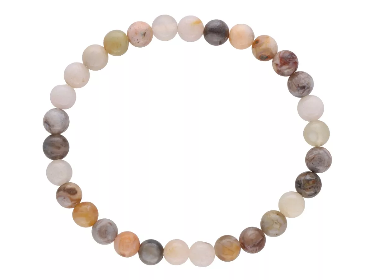 R5E47 BRANSOLETKA AGAT BAMBUSOWY KULE 6,5 mm