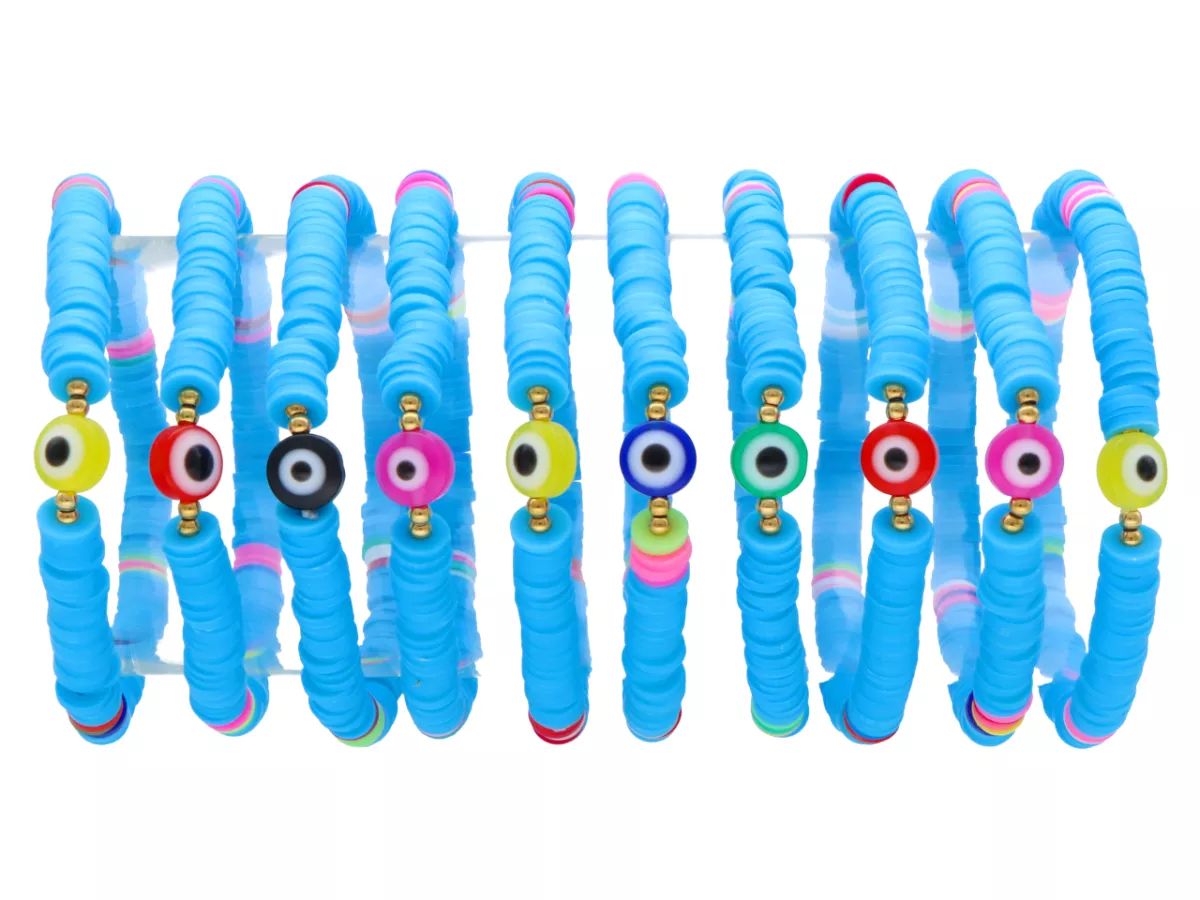 R4E81 BRANSOLETKI Z KORALIKÓW KATSUKI 6 mm MIX KOLORÓW - 10 SZTUK