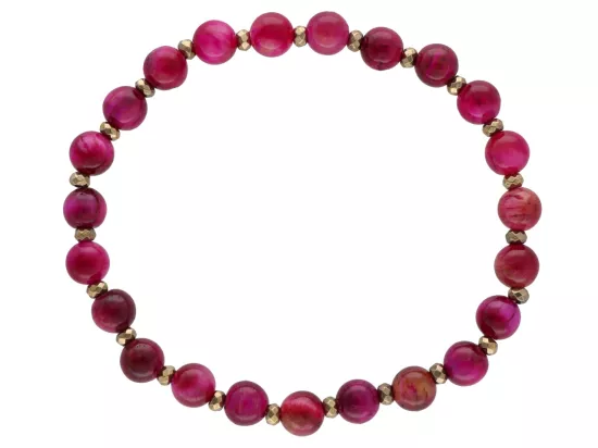 R4M57 BRANSOLETKA TYGRYSIE OKO RÓŻOWE KULE 6 mm