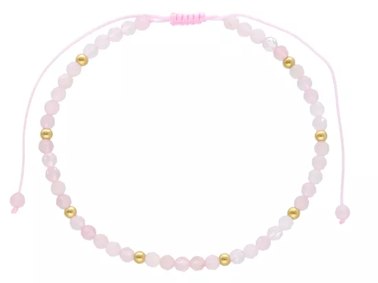 R4O05 BRANSOLETKA SHAMBALLA KWARC RÓŻOWY I STAL CHIRURGICZNA