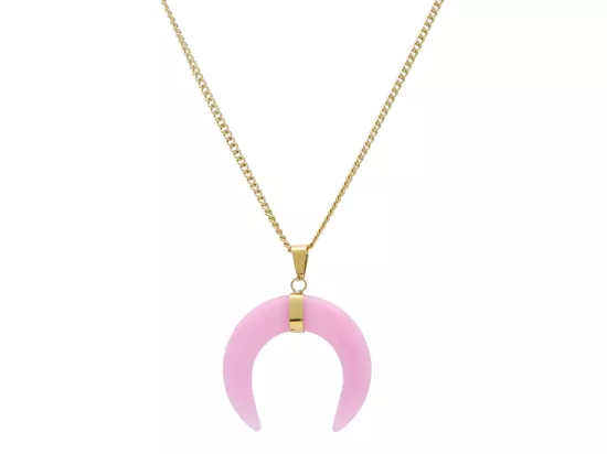 N3I20 NASZYJNIK RÓG OBFITOŚCI KWARC RÓŻOWY I STAL CHIRURGICZNA