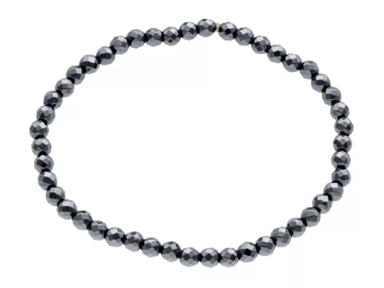 R2F92 BRANSOLETKA HEMATYT KULE FASETOWANE 4 mm