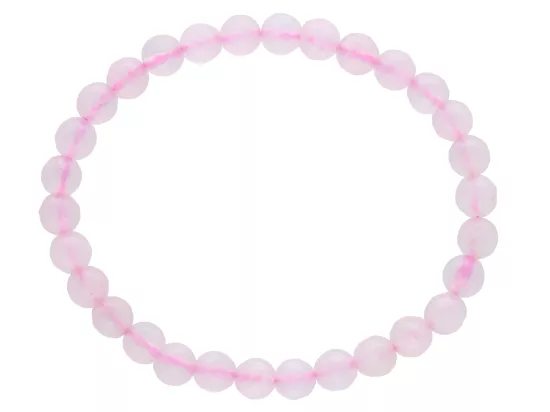 R2O93 BRANSOLETKA KWARC RÓŻOWY KULE FASETOWANE 6 mm
