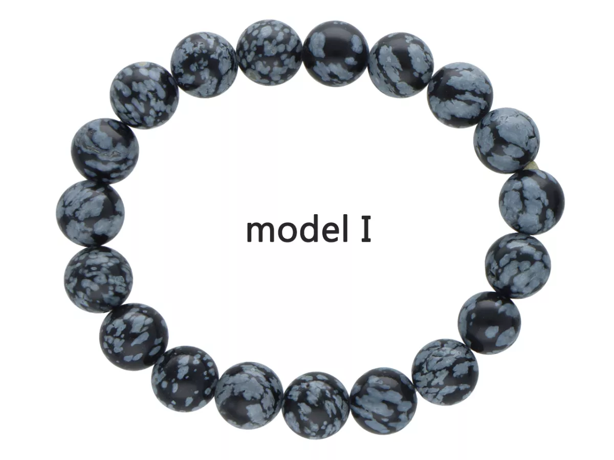 R1E68 BRANSOLETKA OBSYDIAN ŚNIEŻNY 10 mm