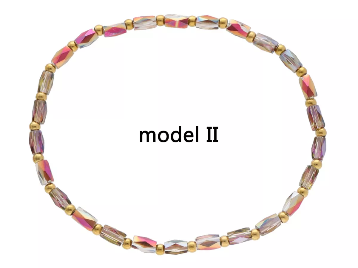 R4S60 BRANSOLETKA KRYSZTAŁKI I STAL CHIRURGICZNA NA GUMCE