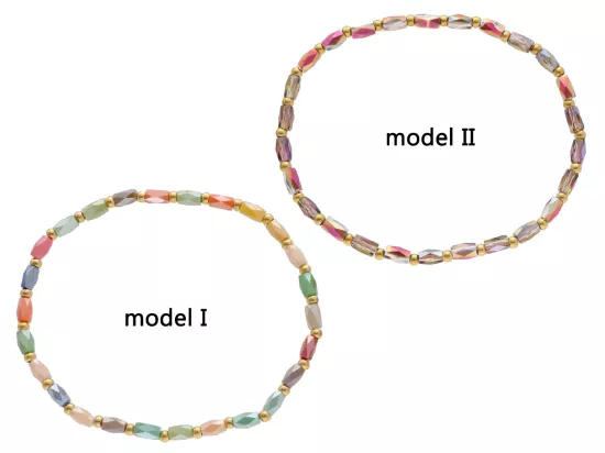 R4S60 BRANSOLETKA KRYSZTAŁKI I STAL CHIRURGICZNA NA GUMCE