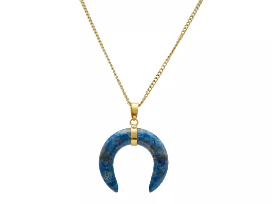 N3I24 NASZYJNIK RÓG OBFITOŚCI LAPIS LAZULI I STAL CHIRURGICZNA