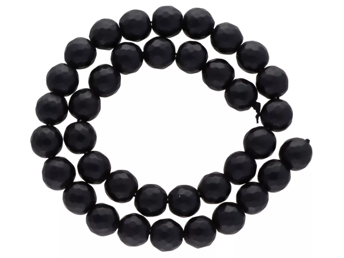 K7P35 ONYKS MATOWY KULE FASETOWANE 10 mm - 1 SZNUR