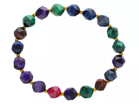 R4M29 BRANSOLETKA TYGRYSIE OKO MIX DIAMENTOWY KULE FASETOWAN 8 mm