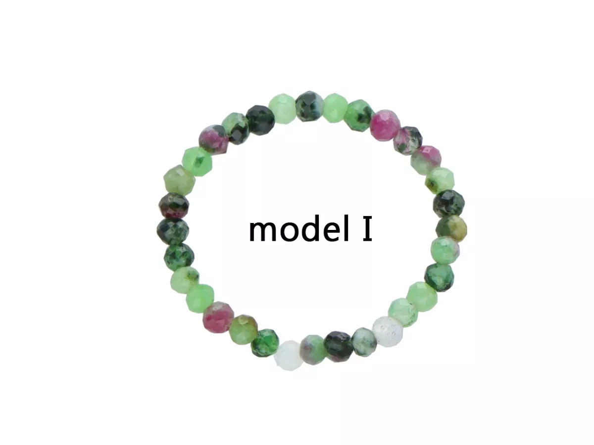 R3B65 PIERŚCIONEK ZOISYT Z RUBINEM KULE FASETOWANE 2 mm