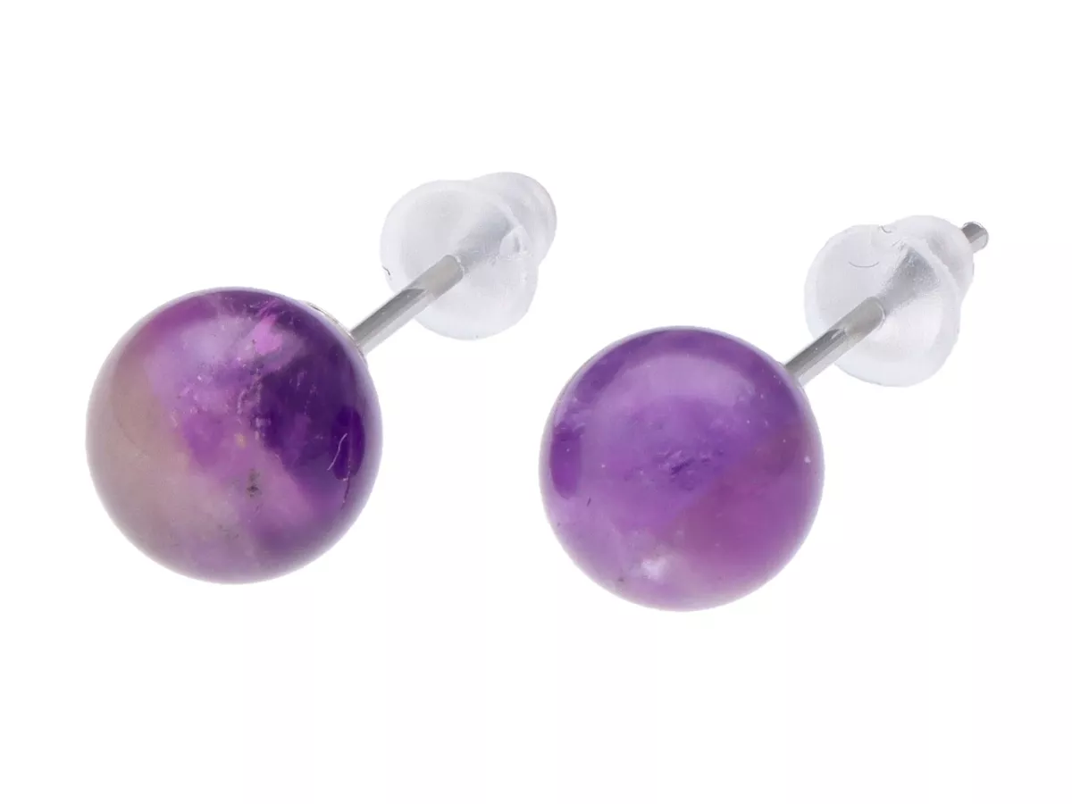 U1W75 KOLCZYKI AMETYST I STAL CHIRURGICZNA 1 PARA