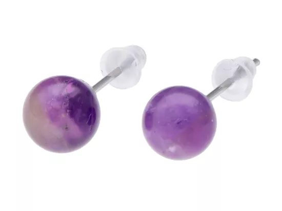 U1W75 KOLCZYKI AMETYST I STAL CHIRURGICZNA 1 PARA