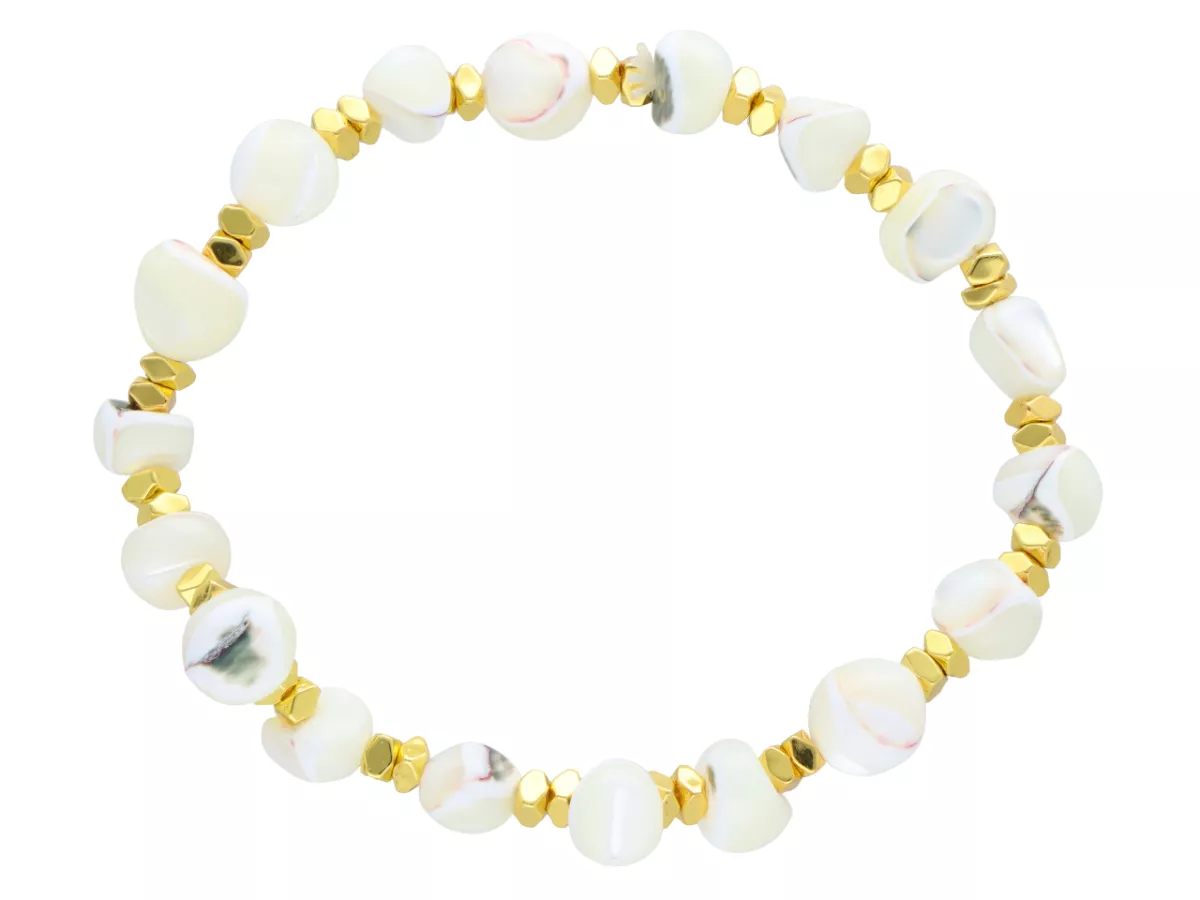 R4K76 BRANSOLETKA MASA PERŁOWA I HEMATYT