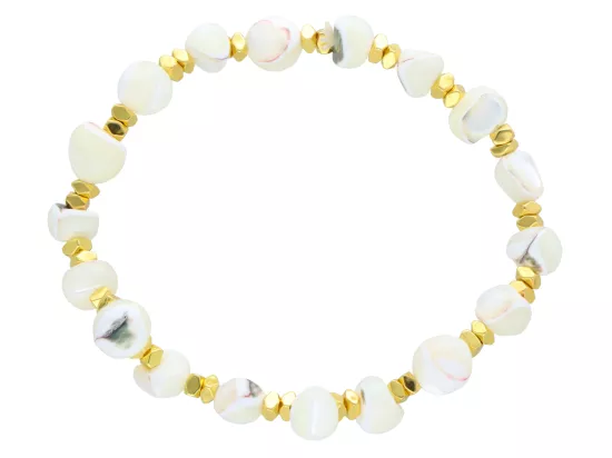 R4K76 BRANSOLETKA MASA PERŁOWA I HEMATYT